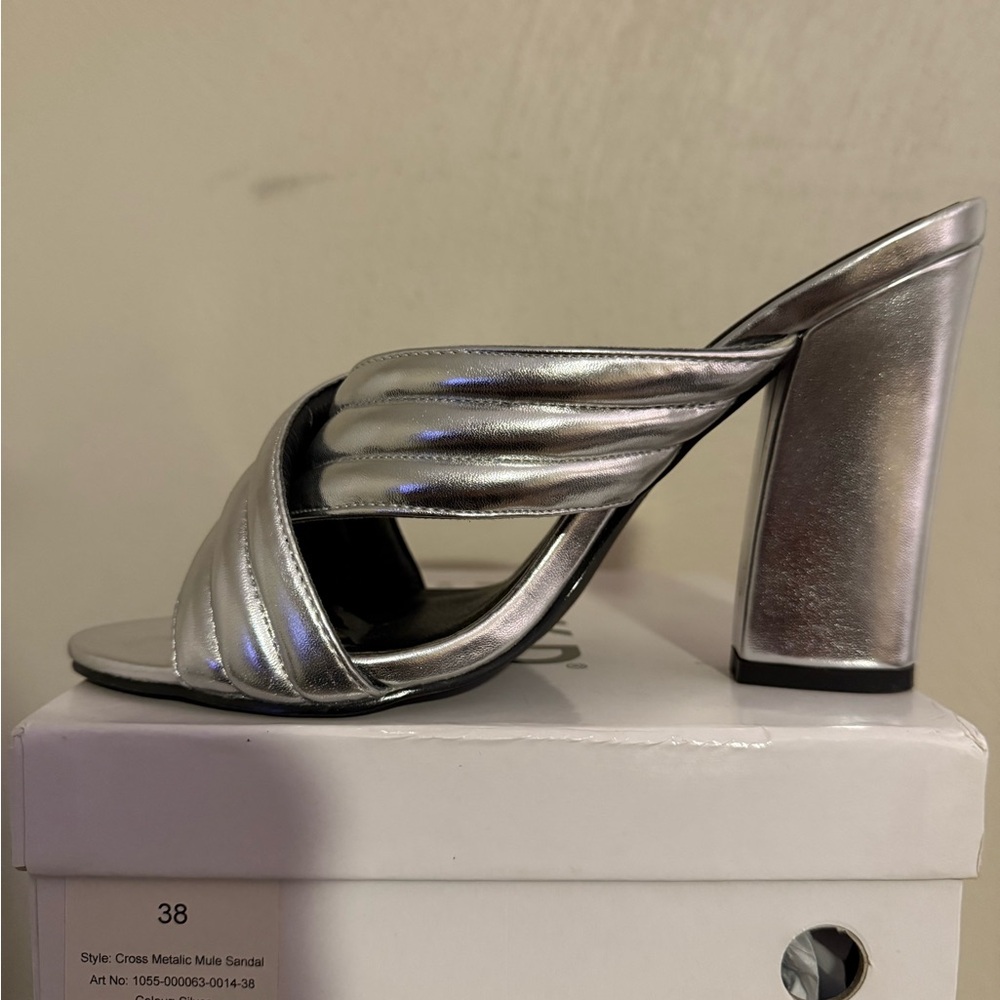 Elegant Silver Metallic Mules